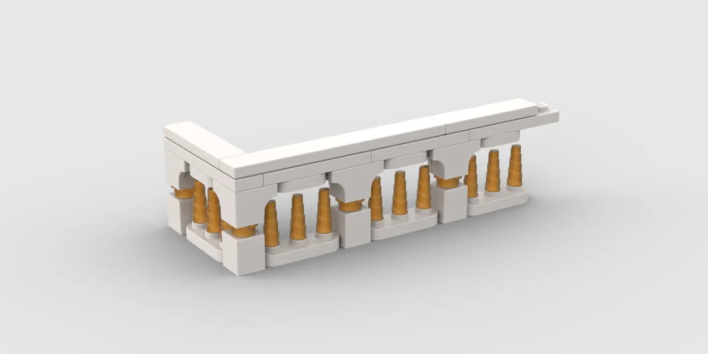 White fence, eastern style in LEGO using arches and unicorn horns - by Jacob Emcken.